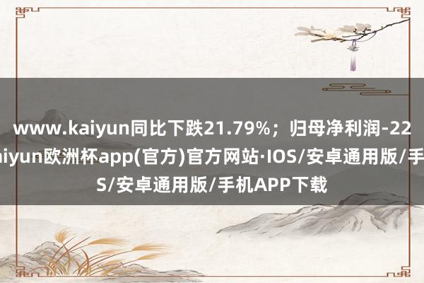 www.kaiyun同比下跌21.79%；归母净利润-22.41亿元-kaiyun欧洲杯app(官方)官方网站·IOS/安卓通用版/手机APP下载